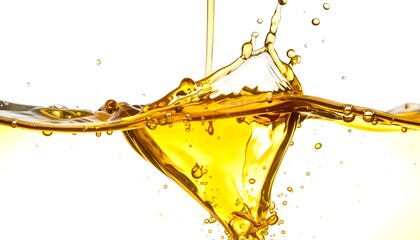 Golden liquid pouring into water, creating splashes and ripples