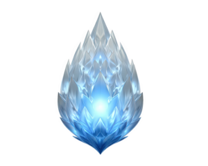 Futuristic energy crystal shard glowing blue sci fi object transparent geometric shape fantasy artifact radiant light mystical digital art isolated on transparency background