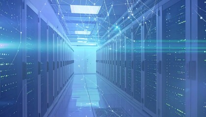 Server room with digital network