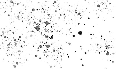 Scattered Black and Gray Ink Splatters - Abstract Grunge Background, Isolated Paint Drops Texture
