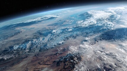 Fototapeta premium earth mountains clouds space view