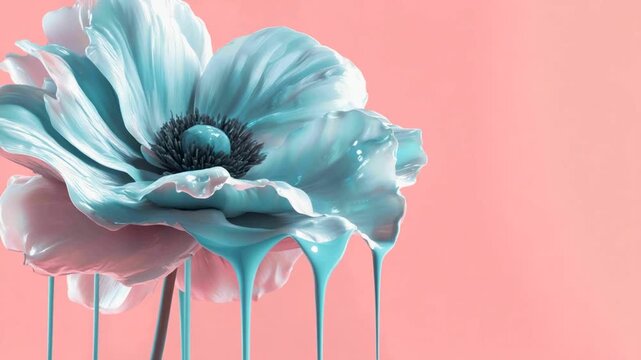 Painted flower dripping paint