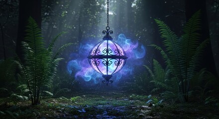 Mysterious Glowing Orb in Dark Forest.