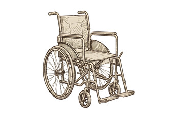 Vintage Illustration of Wheelchair Isolated on Transparent Background