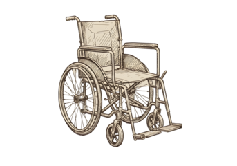 Vintage Illustration of Wheelchair Isolated on Transparent Background