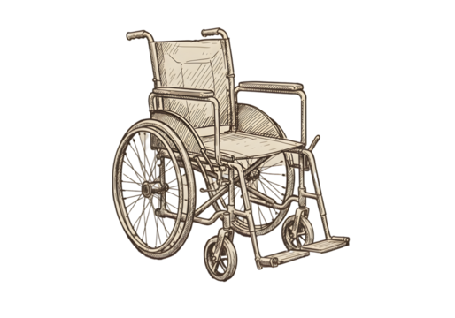 Vintage Illustration of Wheelchair Isolated on Transparent Background