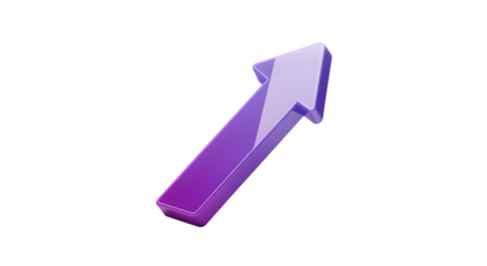 3D growth arrow in gradient purple, isolated on white background