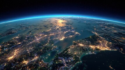 Fototapeta premium europe nighttime lights from space