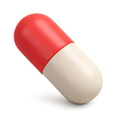 Red and white capsules on transparent background. Suitable for medical and pharmaceutical concepts, health supplements, medication themes, and pharmacy visuals.