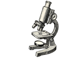 Vintage Microscope Illustration On Transparent Isolated Background