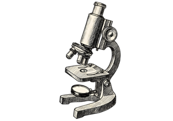 Vintage Microscope Illustration On Transparent Isolated Background