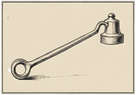 Vintage Metallic Bell Tool Illustration In Brown With Isolated White Background