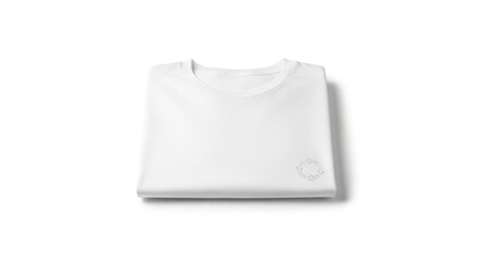 Neatly folded white cotton t-shirt on a clean white background.