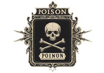 Vintage Poison Warning Sign Illustration Of Skull And Crossbones