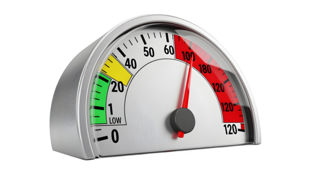 3D infographic speed gauge, isolated on white background