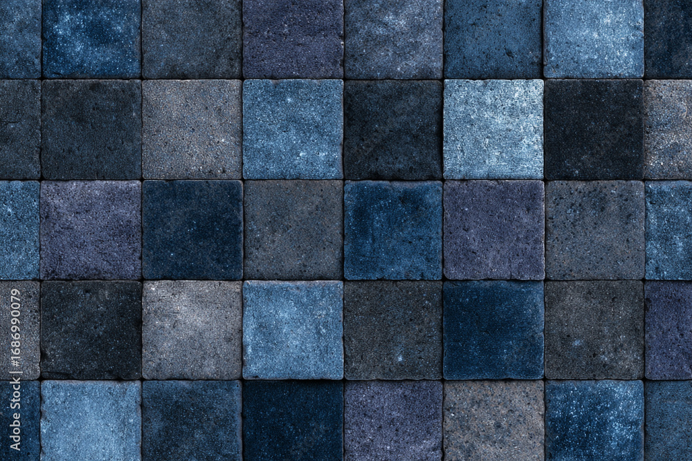 Poster blue stone tile mosaic textured background pattern design