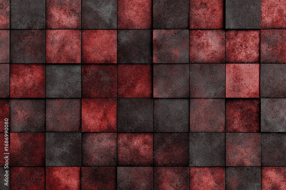 Poster red and dark gray square tile pattern textured background