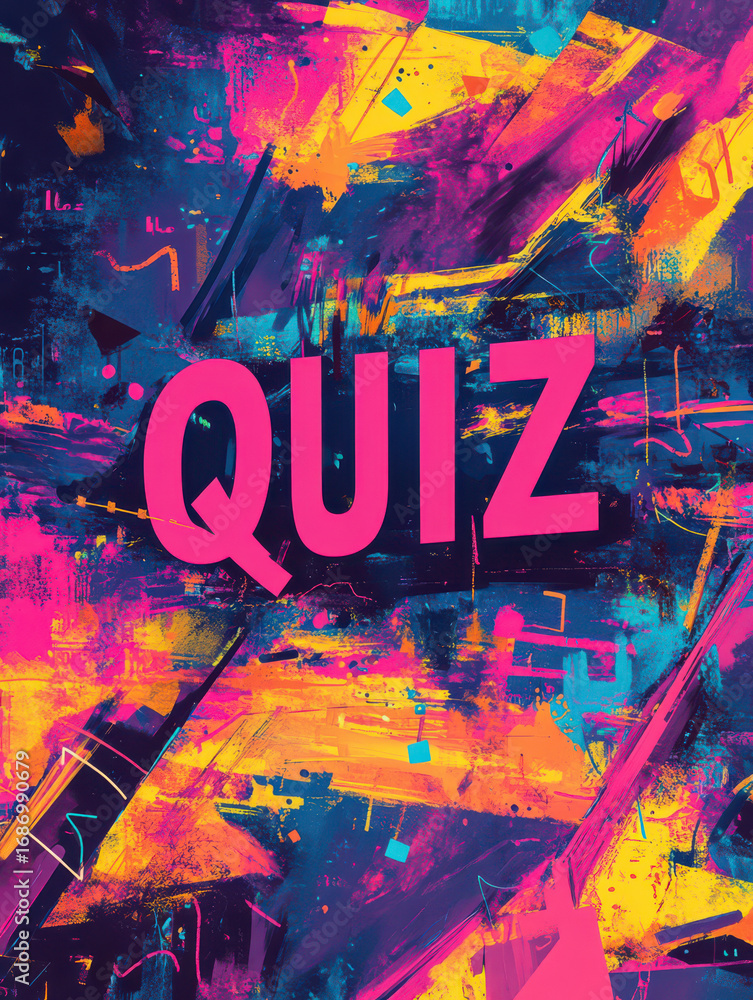 Poster quiz time: a dynamic splash of colors with quiz boldly displayed, an eye-catching design perfect for