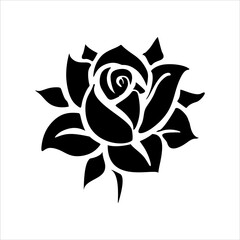 Modern silhouette rose flower vector tattoo, ideal model tattoo
