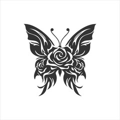 Modern silhouette rose flower vector tattoo, ideal model tattoo