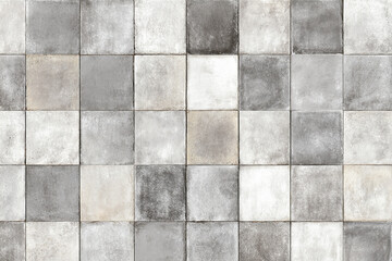 Grey and white square tiles textured wall background
