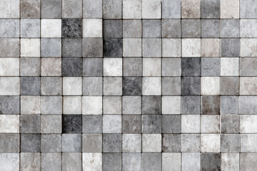 Grey square tiles textured wall background mosaic pattern design
