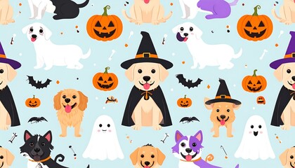 Cute dogs in Halloween costumes