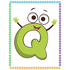 Q Cartoon alphabet letters vector for kids