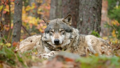 Obraz premium Forest Wolf Autumn Portrait