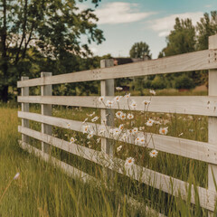Daisies on a wooden fence