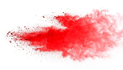 Red powder explosion on a white background