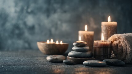 Spa setups with candles and quiet routines concept