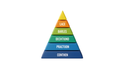 3D pyramid chart with labeled sections, isolated on white background