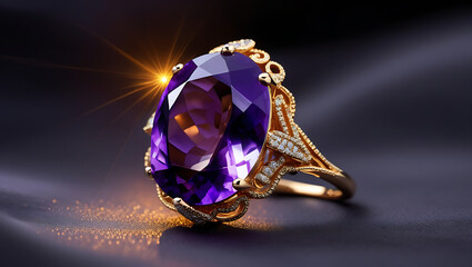 Fototapeta premium Purple jewelry on black, HD and 4k image