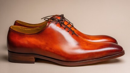 Meticulously made leather shoes in professional light, great for shoe design portfolios, male fashion content, or artisanal concepts.