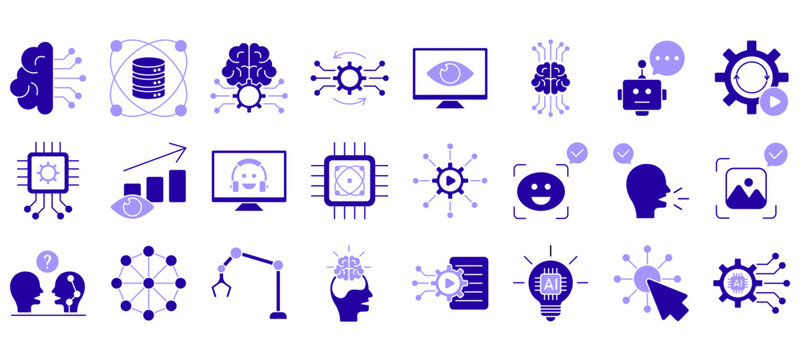 Set of artificial intelligence Icons or symbols Vector fully editable file.