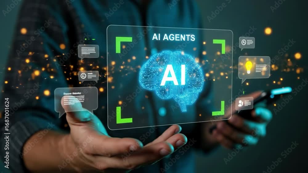 Fototapete an ai agent digital brain technology innovation data communication mobile futuristic intelligence vi
