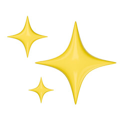 Golden Shiny Sparkles 3D Icon Transparent Illustration