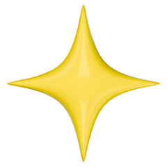 Single Yellow Star Glow 3D Illustration Transparent PNG