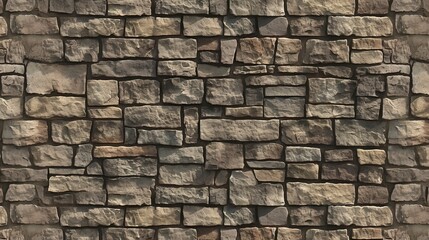 Obraz premium A stone wall made of grayish-white rocks in a horizontal pattern with clear edges, a building built by man for many years for buildings or ruins.