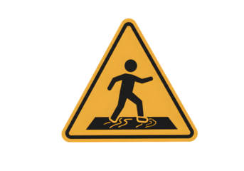 Warning Sign Illustration Of Person Walking In Yellow Triangle