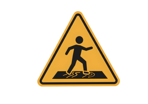 Warning Sign Illustration Of Person Walking In Yellow Triangle - Powered by Adobe