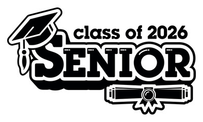 Lettering Class of 2026 for greeting, invitation card. Text for graduation design, congratulation event, T-shirt, party, high school or college graduate. Vector on transparent background