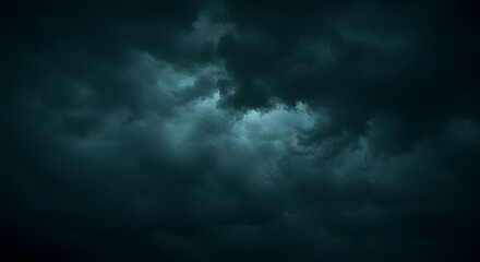 Fototapeta premium Dramatic Teal Storm Clouds: Ominous, Moody, Atmospheric Background Texture