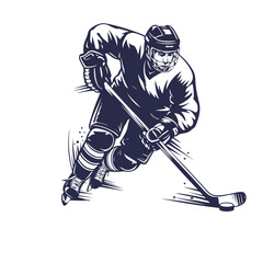 Hockey Player Silhouette, Isolated Vector Graphic for Sports Design