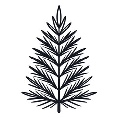 Naklejka premium Single fir needle outline on white background