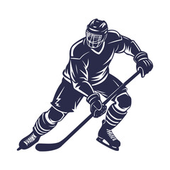 Hockey Player Silhouette, Isolated Vector Graphic for Sports Design
