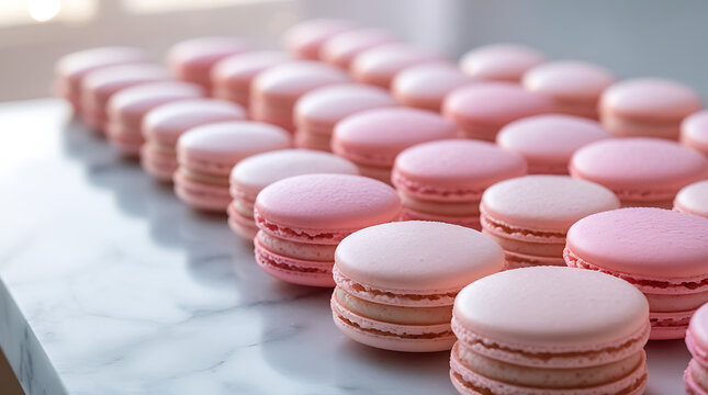 Pink macaroon on a plate, 32K Resolution