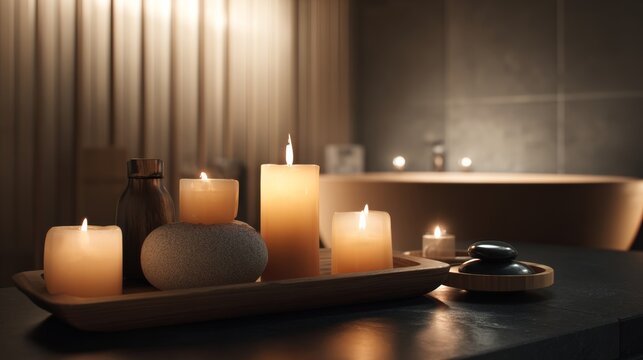 Spa setups with candles and quiet routines concept