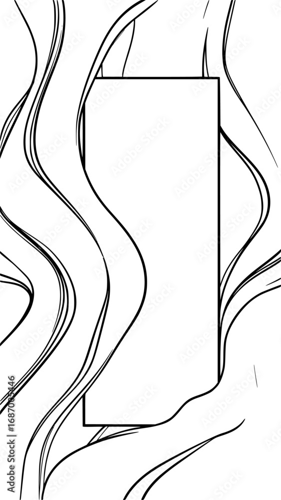 Poster stylized wavy lines framing a rectangular shape